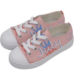 July Summer Strawberry Pink Berry Kids  Low Top Canvas Sneakers by Grandong