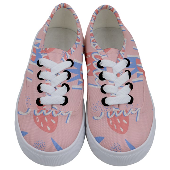 July Summer Strawberry Pink Berry Kids  Classic Low Top Sneakers