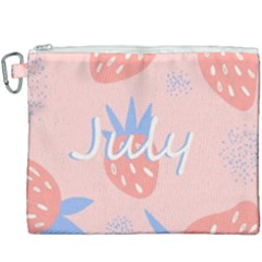 July Summer Strawberry Pink Berry Canvas Cosmetic Bag (xxxl) by Grandong