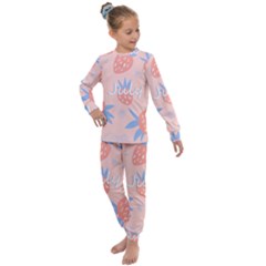 July Summer Strawberry Pink Berry Kids  Long Sleeve Set 