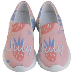 July Summer Strawberry Pink Berry Kids Lightweight Slip Ons by Grandong