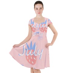 July Summer Strawberry Pink Berry Cap Sleeve Midi Dress With Pockets by Grandong