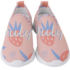 July Summer Strawberry Pink Berry Kids  Slip On Sneakers by Grandong