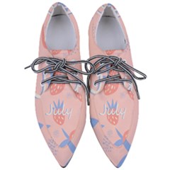 July Summer Strawberry Pink Berry Pointed Oxford Shoes by Grandong