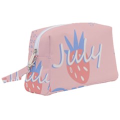 July Summer Strawberry Pink Berry Wristlet Pouch Bag (large) by Grandong