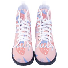 July Summer Strawberry Pink Berry Kid s High-top Canvas Sneakers by Grandong