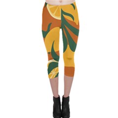 Lemon Citrus Fruit Summer Painting Drawing Capri Leggings  by Grandong