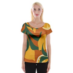 Lemon Citrus Fruit Summer Painting Drawing Cap Sleeve Top by Grandong