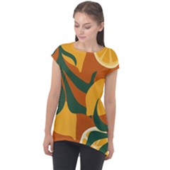 Lemon Citrus Fruit Summer Painting Drawing Cap Sleeve High Low Top by Grandong