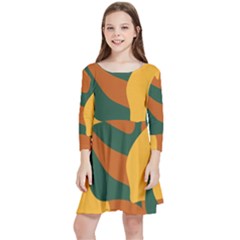 Lemon Citrus Fruit Summer Painting Drawing Kids  Quarter Sleeve Skater Dress by Grandong