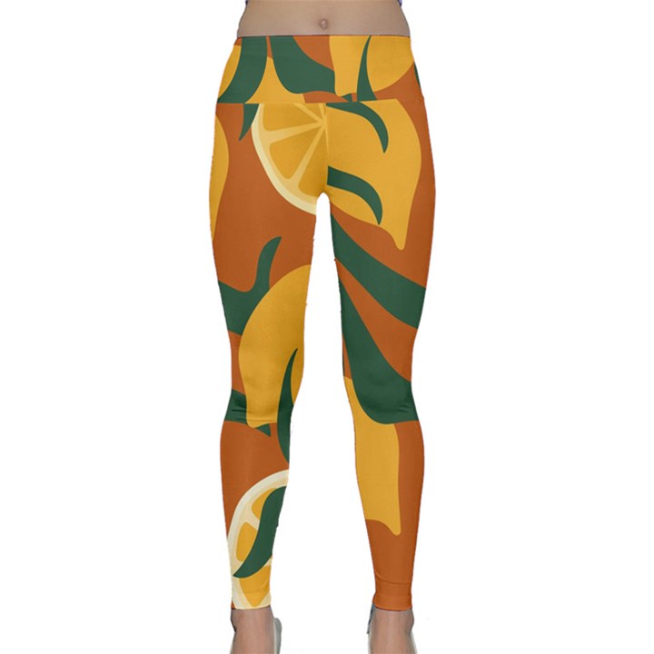 Lemon Citrus Fruit Summer Painting Drawing Lightweight Velour Classic Yoga Leggings