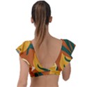 Lemon Citrus Fruit Summer Painting Drawing Plunge Frill Sleeve Bikini Top View2