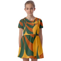 Lemon Citrus Fruit Summer Painting Drawing Kids  Short Sleeve Pinafore Style Dress by Grandong