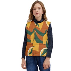 Lemon Citrus Fruit Summer Painting Drawing Kid s Button Up Puffer Vest	