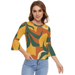 Lemon Citrus Fruit Summer Painting Drawing Bell Sleeve Top