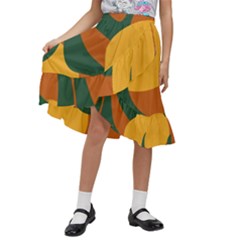 Lemon Citrus Fruit Summer Painting Drawing Kids  Ruffle Flared Wrap Midi Skirt by Grandong