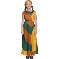 Lemon Citrus Fruit Summer Painting Drawing Kids  Satin Sleeveless Maxi Dress