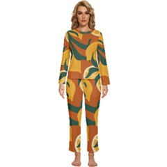 Lemon Citrus Fruit Summer Painting Drawing Womens  Long Sleeve Lightweight Pajamas Set by Grandong