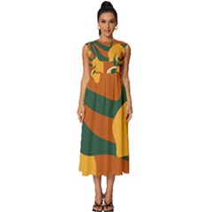 Lemon Citrus Fruit Summer Painting Drawing Sleeveless Round Neck Midi Dress by Grandong