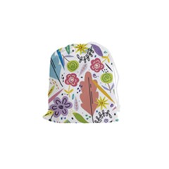 Summer Flowers Spring Background Drawstring Pouch (small) by Grandong