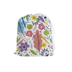 Summer Flowers Spring Background Drawstring Pouch (large) by Grandong