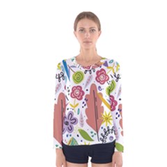 Summer Flowers Spring Background Women s Long Sleeve T-shirt