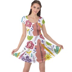 Summer Flowers Spring Background Cap Sleeve Dress by Grandong