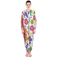 Summer Flowers Spring Background Onepiece Jumpsuit (ladies)