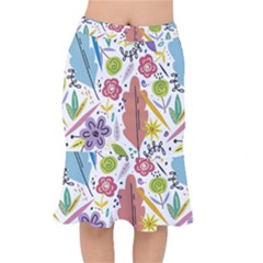 Summer Flowers Spring Background Short Mermaid Skirt by Grandong