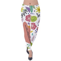 Summer Flowers Spring Background Velvet Leggings by Grandong