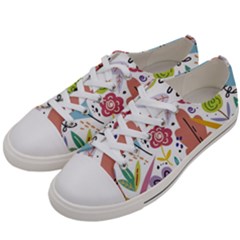 Summer Flowers Spring Background Men s Low Top Canvas Sneakers by Grandong