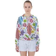 Summer Flowers Spring Background Women s Tie Up Sweat