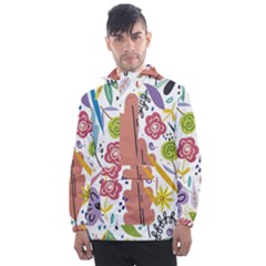 Summer Flowers Spring Background Men s Front Pocket Pullover Windbreaker