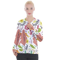 Summer Flowers Spring Background Casual Zip Up Jacket by Grandong