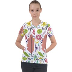 Summer Flowers Spring Background Short Sleeve Zip Up Jacket by Grandong