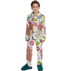 Summer Flowers Spring Background Kids  Long Sleeve Velvet Pajamas Set by Grandong