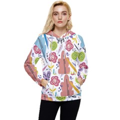 Summer Flowers Spring Background Women s Lightweight Drawstring Hoodie