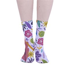 Summer Flowers Spring Background Smooth Crew Length Tube Socks