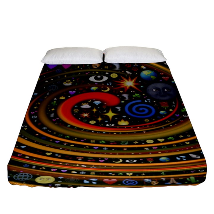 Swirl Vortex Emoji Cyclone Motion Art Fitted Sheet (King Size)