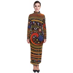 Swirl Vortex Emoji Cyclone Motion Art Turtleneck Maxi Dress