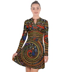 Swirl Vortex Emoji Cyclone Motion Art Long Sleeve Panel Dress