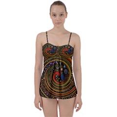 Swirl Vortex Emoji Cyclone Motion Art Babydoll Tankini Set