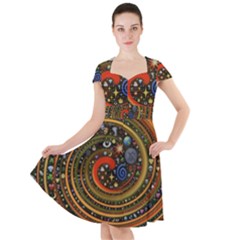 Swirl Vortex Emoji Cyclone Motion Art Cap Sleeve Midi Dress by Paksenen