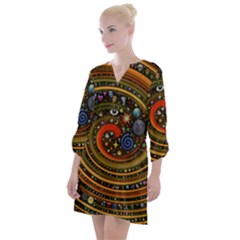 Swirl Vortex Emoji Cyclone Motion Art Open Neck Shift Dress