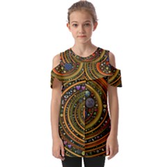 Swirl Vortex Emoji Cyclone Motion Art Fold Over Open Sleeve Top by Paksenen