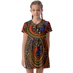 Swirl Vortex Emoji Cyclone Motion Art Kids  Asymmetric Collar Dress by Paksenen