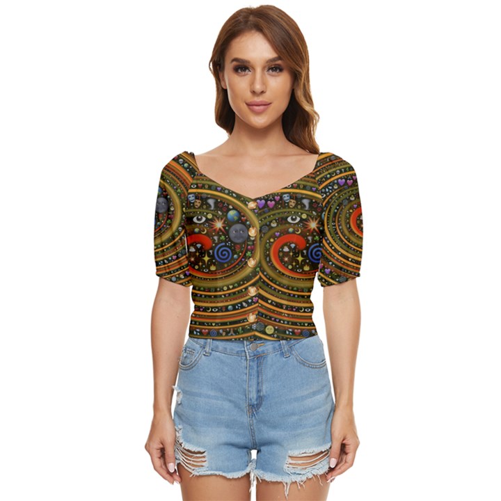 Swirl Vortex Emoji Cyclone Motion Art Button up blouse