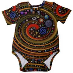 Swirl Vortex Emoji Cyclone Motion Art Baby Short Sleeve Bodysuit