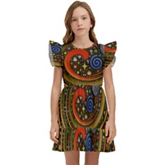 Swirl Vortex Emoji Cyclone Motion Art Kids  Winged Sleeve Dress