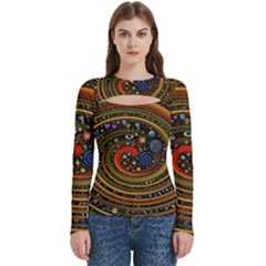 Swirl Vortex Emoji Cyclone Motion Art Women s Cut Out Long Sleeve T-shirt by Paksenen